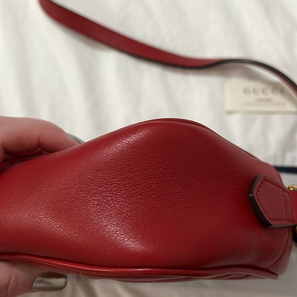 Gucci Red and Gold Marmont Matelasse Soft Leather Mini Shoulder
Bag - Picture 7 of 10